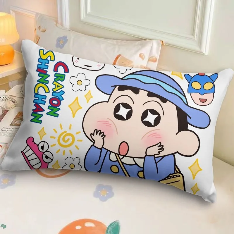 Cute cartoon crayon Shin-chan printed pillowcase, soft and comfortable sofa cushion cover, bedroom room home decoration