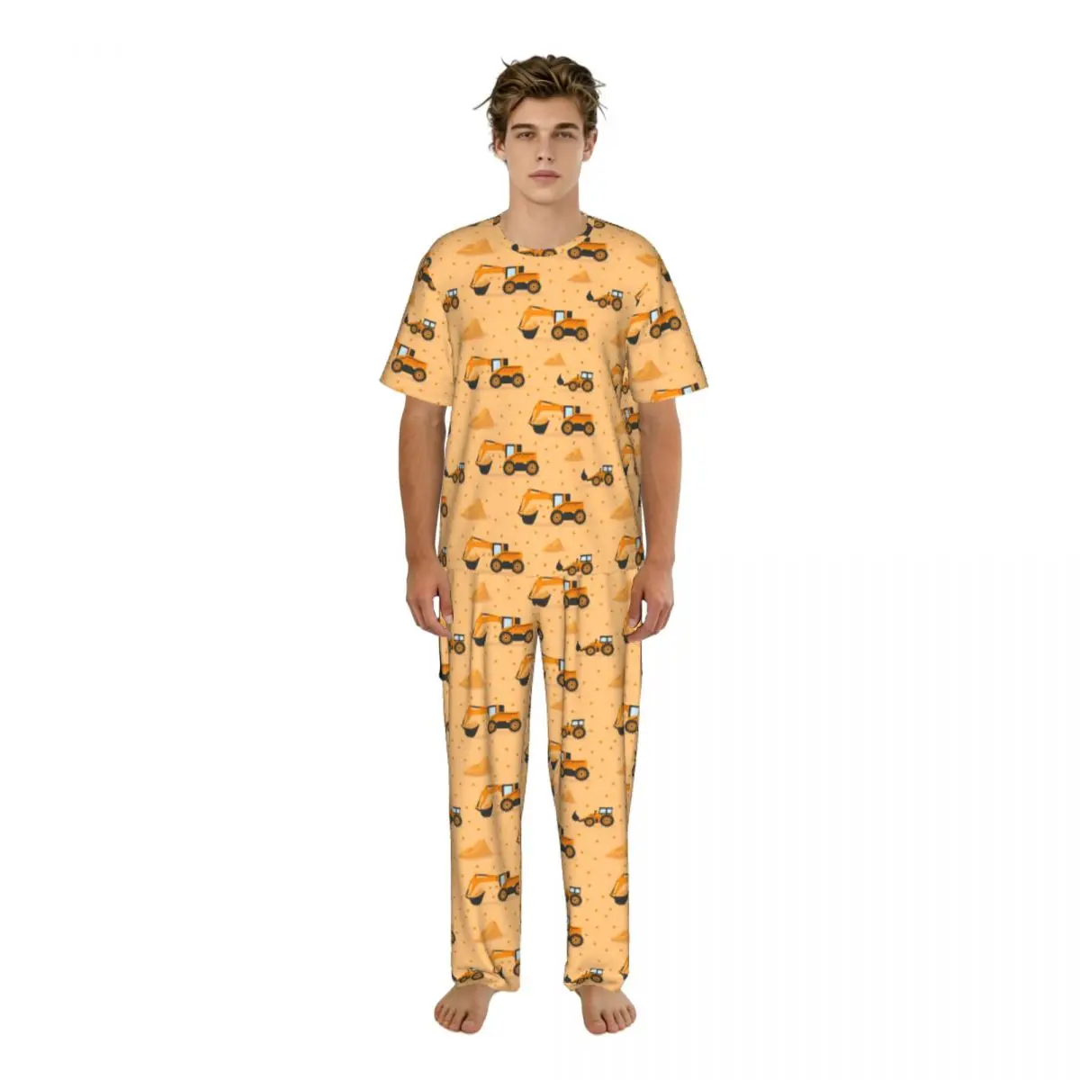 

Мужская пижама с короткими рукавами, комплект из двух предметов: брюки и рубашка, домашний костюм для сна.