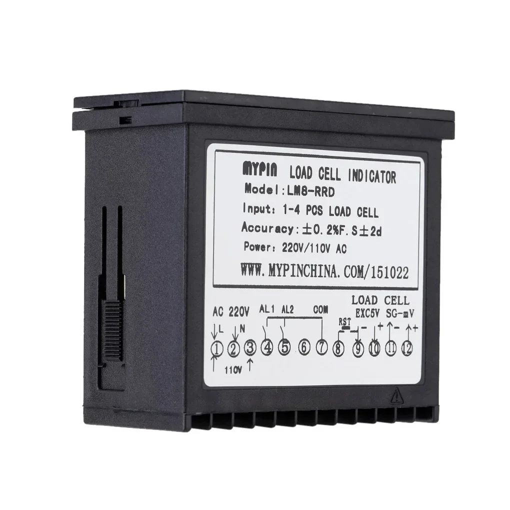 MYPIN LM8-RRD Digital Weighing Controller LED Display Weight Controller 1-4 Load Cell Signals Input 2 Relay Output 4