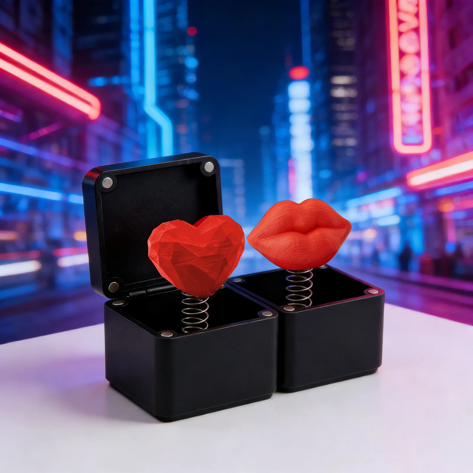 

2PC 3D printed red lips and red heart surprise gift boxes Give Others a Different Surprise Valentine'S Day Gift Decoration Toys