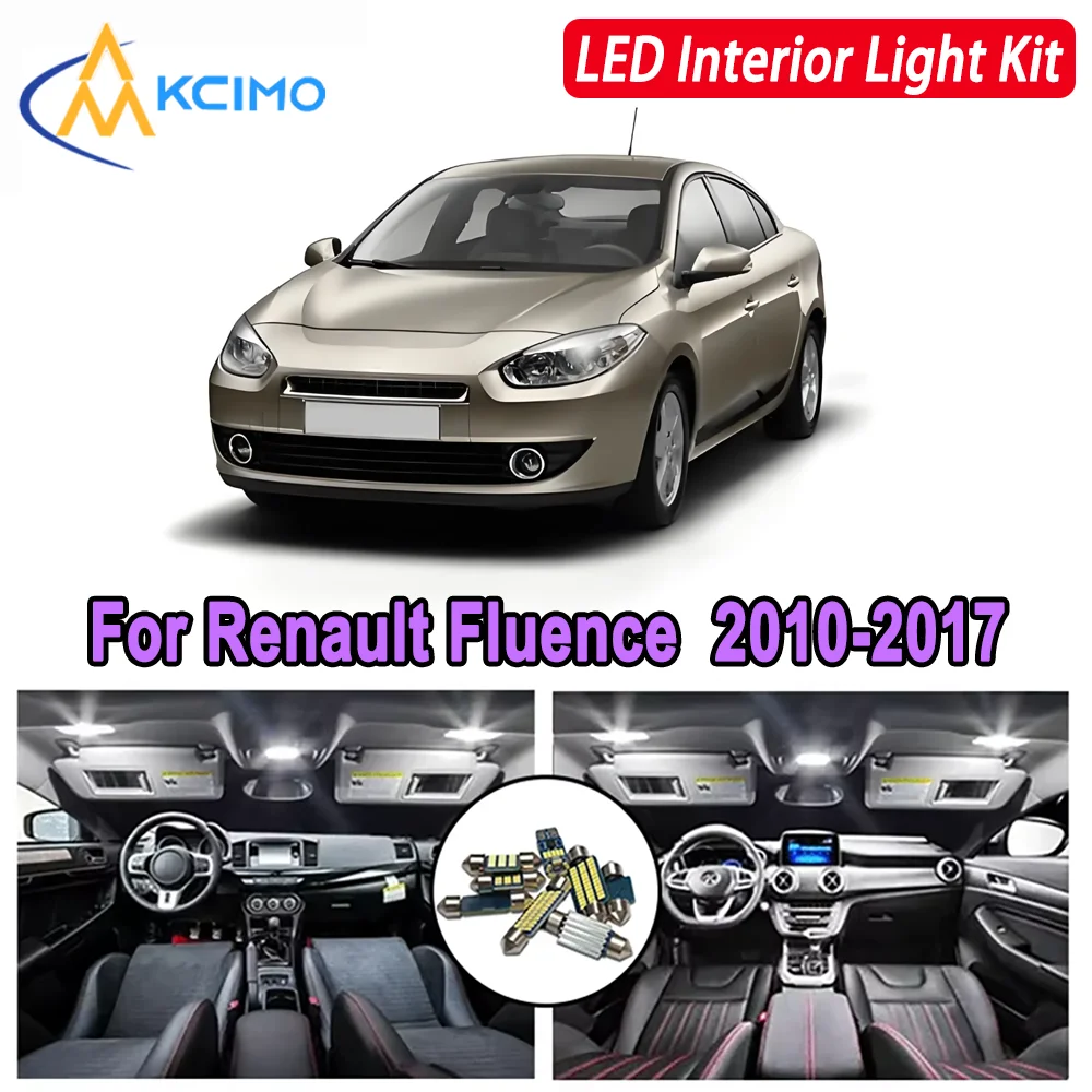 

Kcimo LED For Renault Fluence (2010-2017) Premium Bright LED Interior Dome Map Trunk Light Kit Car Led Lamps Canbus New Car LED