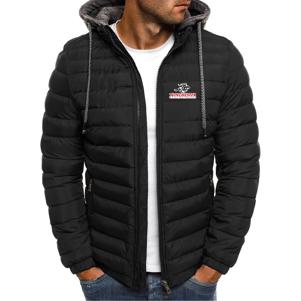 Winchester Rifles 2024 Men New Autumn Winter Hot Sale Print Classics Hight Quality Seven Color Hooded Cotton Padded Jacket Coats