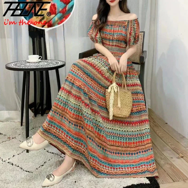 Thhone Vestidos Robe Maxi Lange Zomerjurk Vrouwen Indianenkleding Bohemian Katoenen Linnen Bloemen Strand Koreaanse Casual Boho Jurken