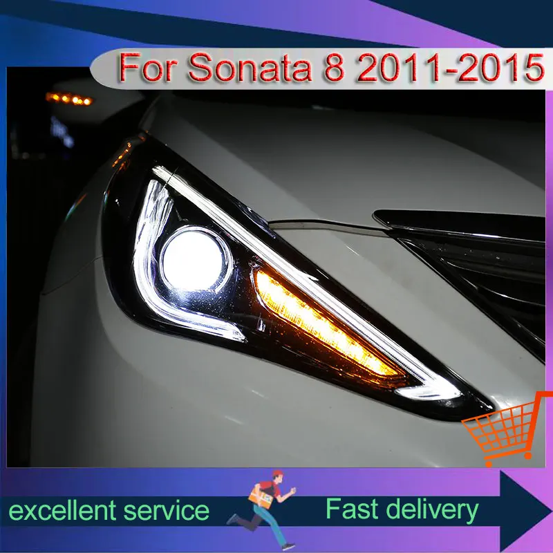 

Auto Headlight For Hyundai Sonata 8 MK8 2011-2015 Lens Xenon Lamp Modified Upgrade LED Daytime Running Light Car Accessories