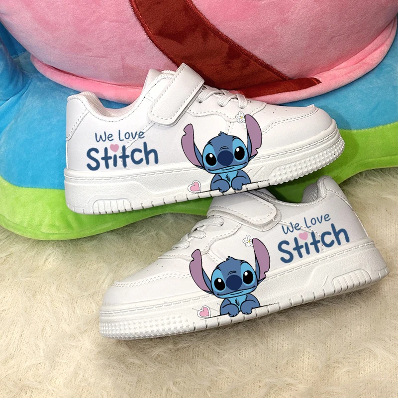 

Disney Kids Sport Shoes Girls Boys Cartoon Print Casual Shoes Children's Anti-slip Sneakers Student Outdoor Pu Leather Shoes