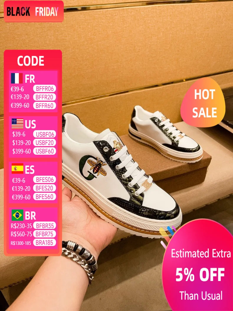 New leisure leather men sneakers light luxury tide brand fashion Sport shoes soft sole Running Shoes
