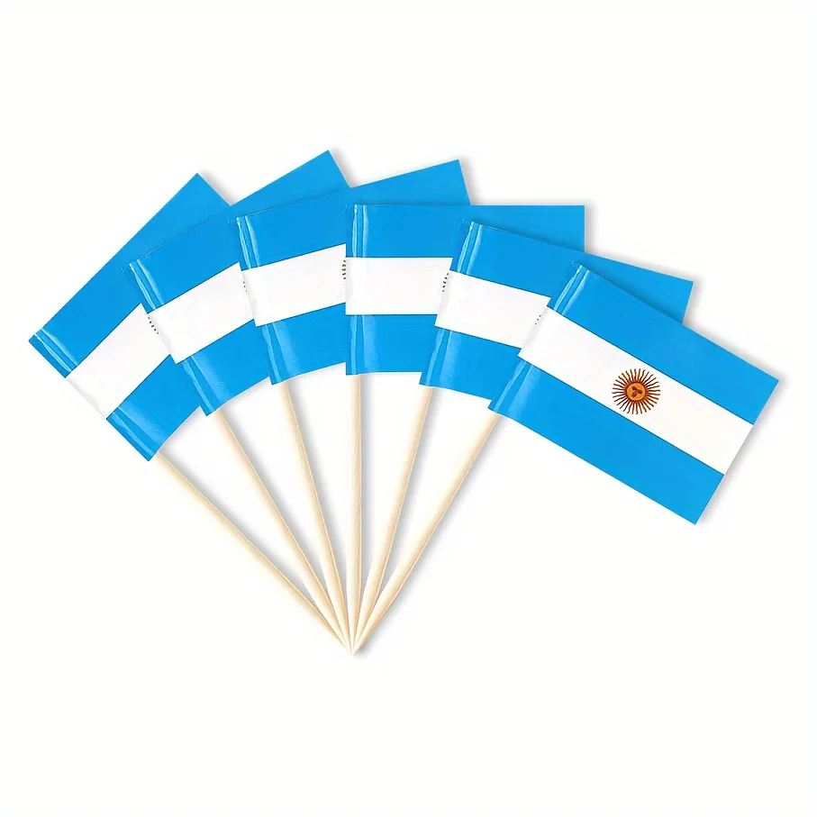 100 Stück Zahnstocher mit argentinischer Flagge – Mini-Cupcake-Topper für Weltmeisterschaft, Cocktails, Bbqs und mehr – perfekt für Partys, Hochzeiten