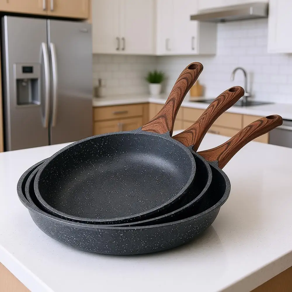 

Nonstick Skillet Set with Swiss Granite Coating, Omelette Pans, 3 Sizes (9.5, 11, 12.5 Inch)