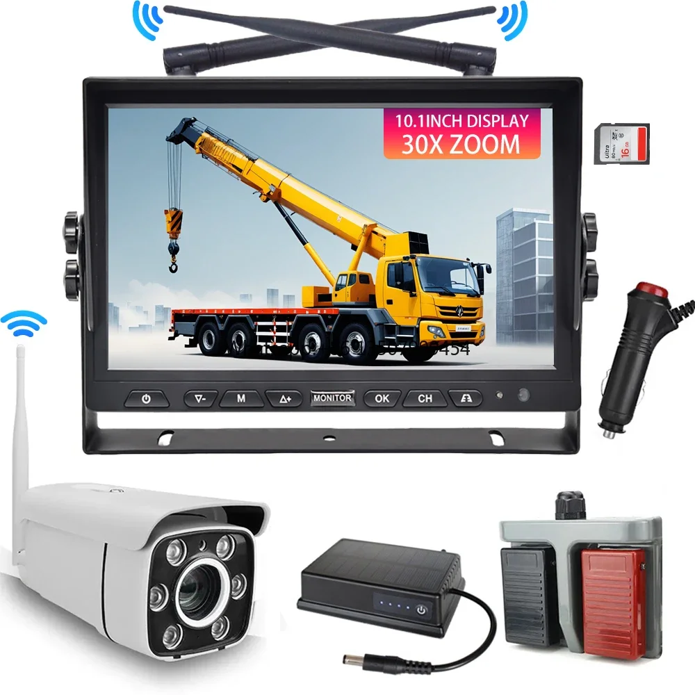 30x Zoom Car Reverse Rear Wireless 300m Transmitting Tower Crane Camera System Equipped with Agnetic Attraction Battery