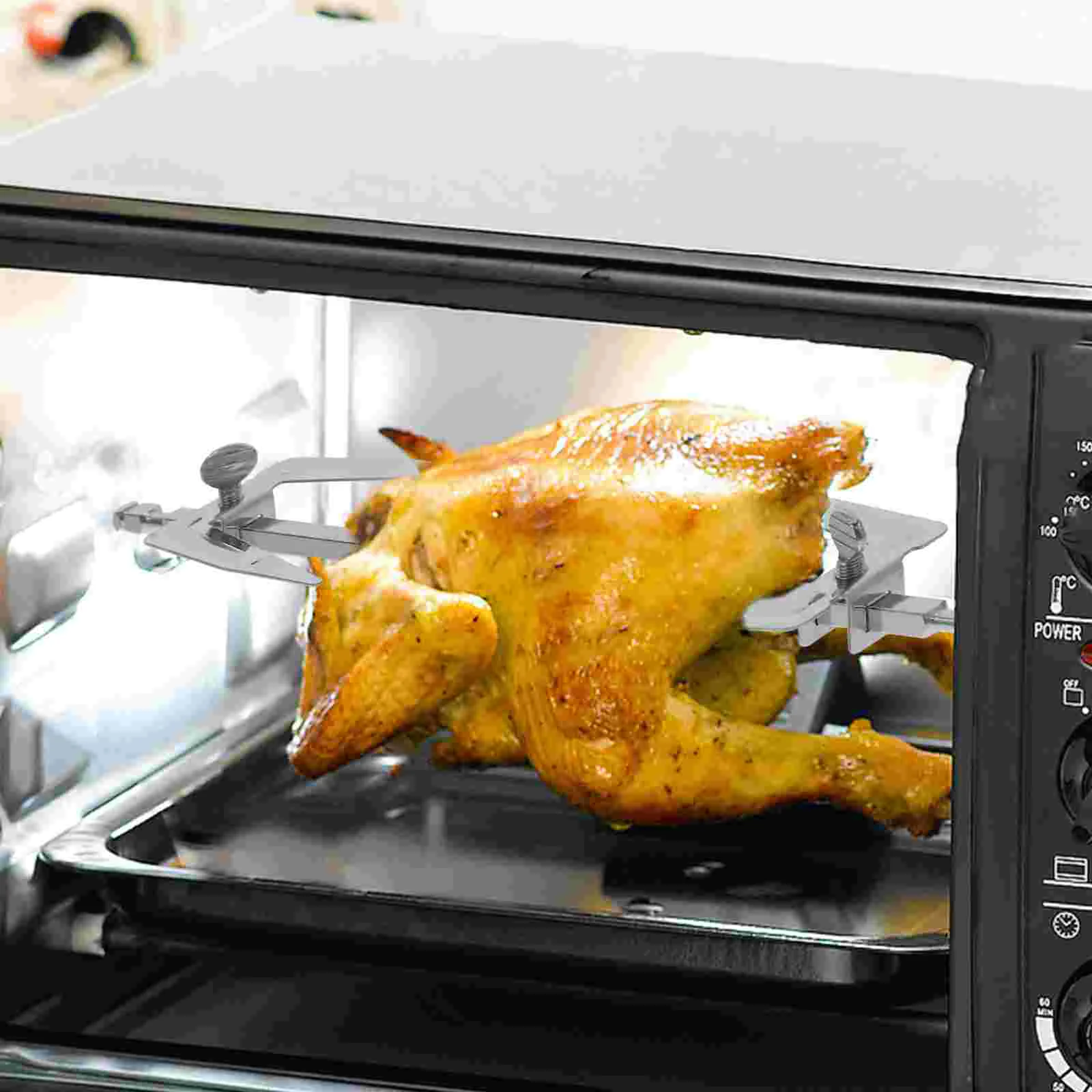 Rotisserie Spit Stainless Steel Air Fryer Fork Grill Roast Chicken Fish Meat Grilled Camping Frying Pan