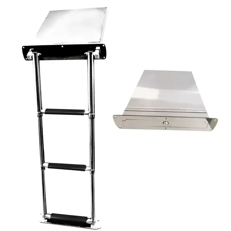 Factory Direct Sales Marine Box Ladder 304/316 Stainless Steel Boat Hidden Folding Handrail Telescoping Ladder