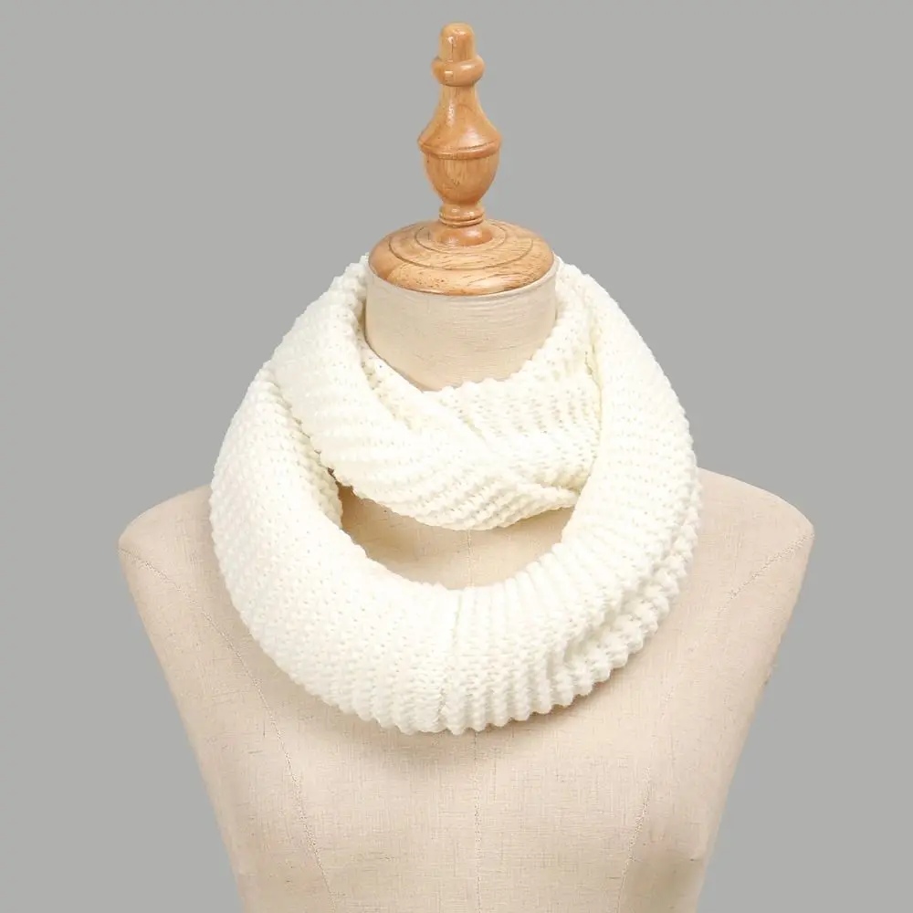New Soft Knit Scarf Crochet Texture Solid Color Circle Neck Scarf Continuous Loop Winter Neck Warmer Winter Wear