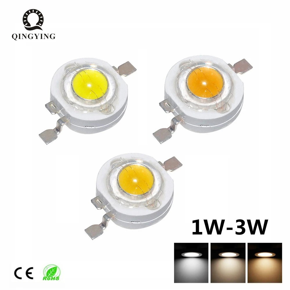 10-1000 sztuk dioda LED dużej mocy COB układ lampy 1W 3W 3.2-3.6V wejście 100-280 lm dioda żarówki LED dla majsterkowiczów reflektor LED reflektor typu Downlight