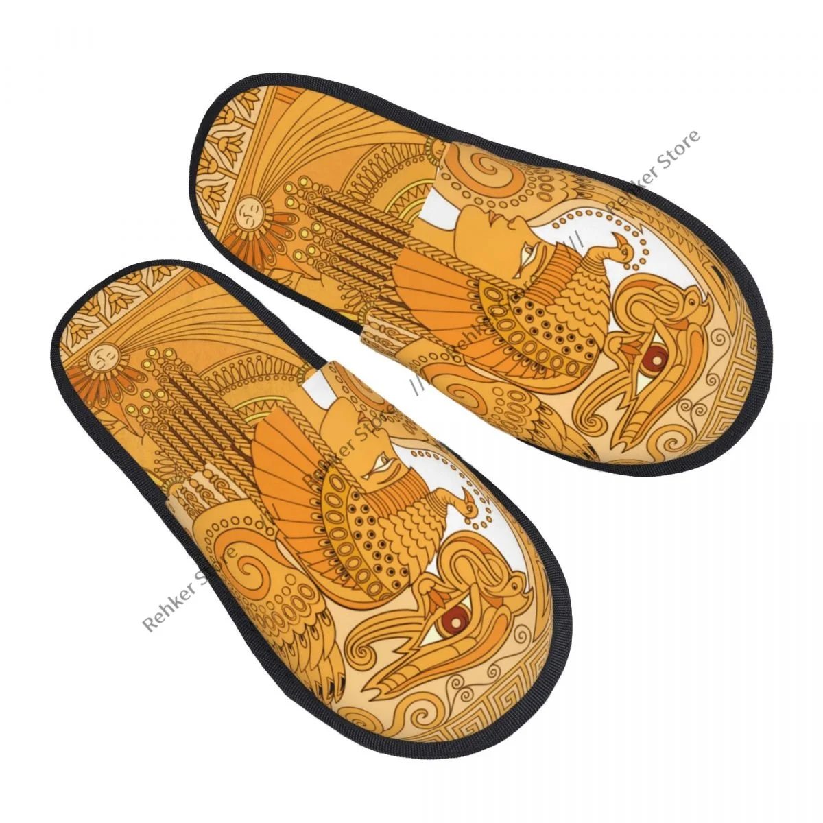 Indoor Slippers Egyptian Queen With Sacred Cat Plush Slipper Autumn Winter Shoes House Flat Floor for Bedroom