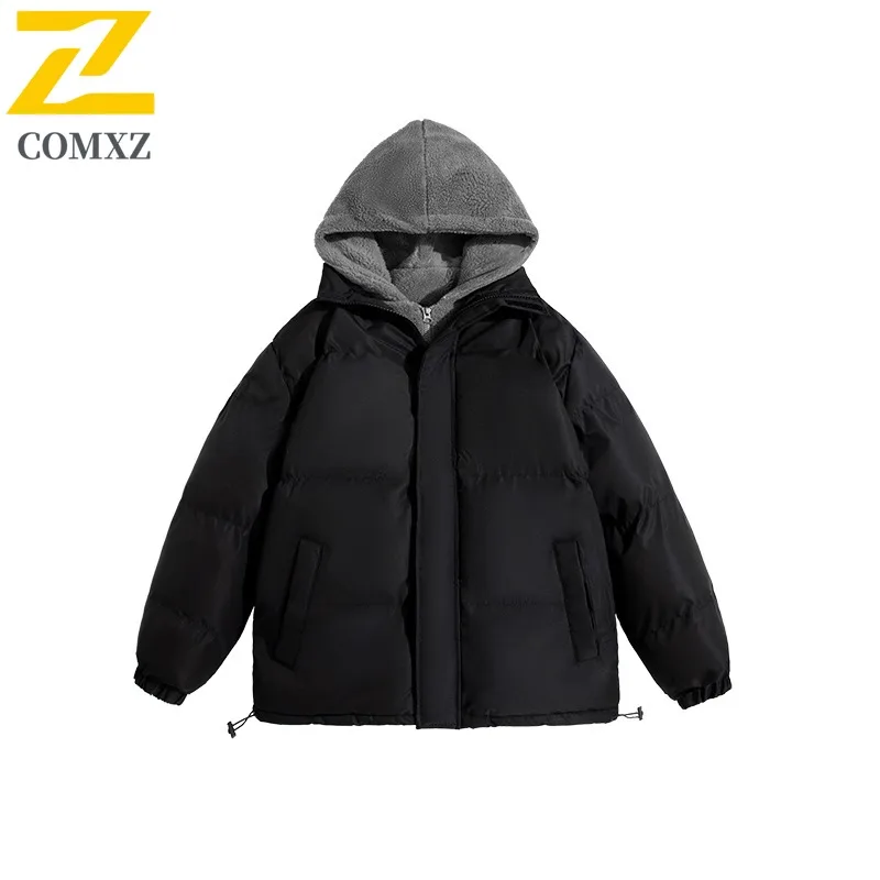 COMXZ 2025 New Padded Jacket M 8XL Plus Size Autumn Winter Hooded Warm Cold Proof Polar Fleece Padded Jacket Boys Winter Coat