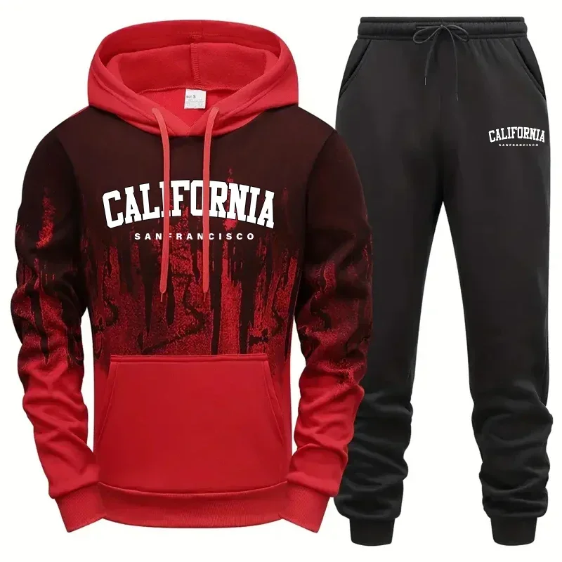 

Daily Fashion Men Two Piece Sets Versatile Men's Tracksuit Casual Jogging Sweatshirts Comfort Sports Simple Splashed Ink Hoodie