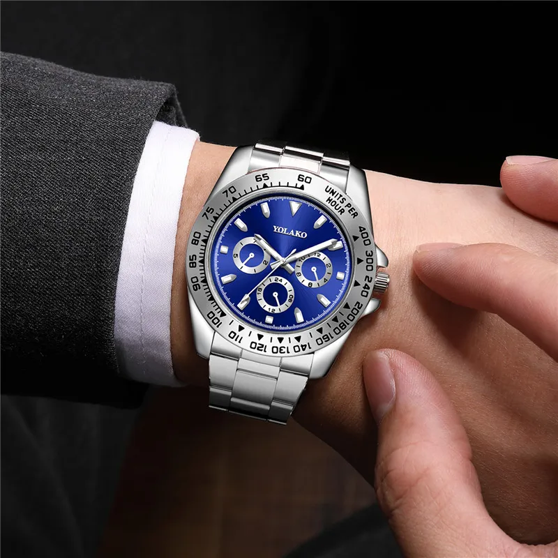 Relogio Masculino Men Quartz Watch Stainless Steel Sport Outdoor Mens Wristwatch Gold Green Fashion Man Watch Montre Homme Saat