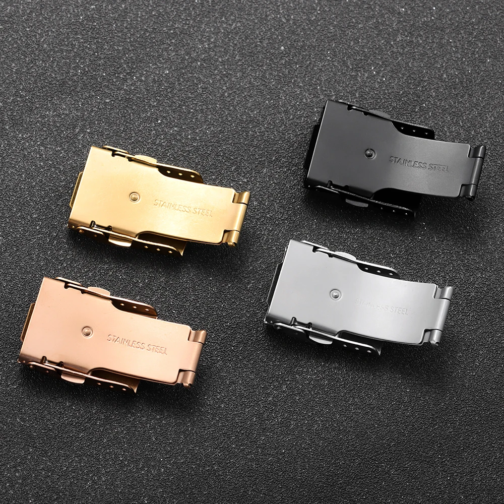 16mm 18mm 20mm 22mm 24mm Metal Watch Buckle for Seiko for Casio Solid Stainless Folding Buckle Double Push Button Clasp Accessoy