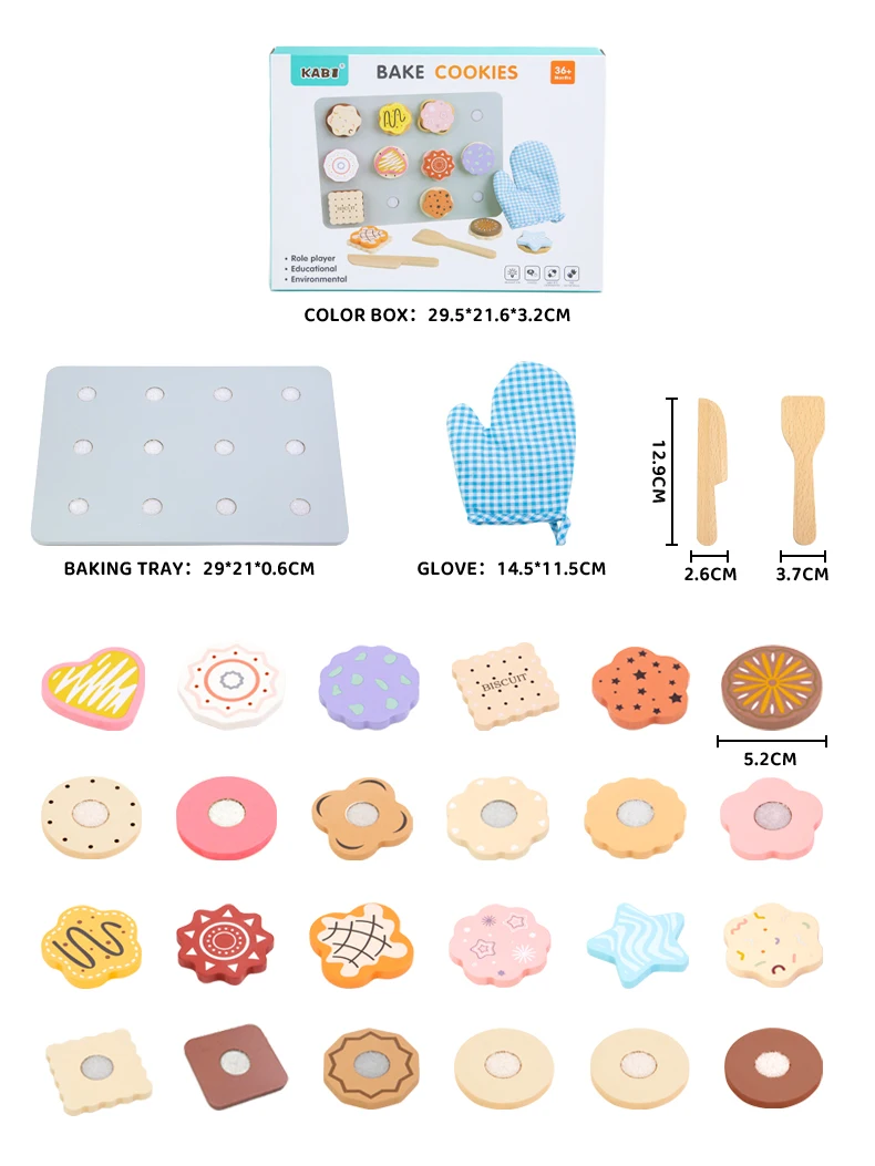 Hölzerne Küche, Rollenspiel-Set, Montessori-Simulationsplatten, Geschirr, Zubehör, Küchenspielset, Spielzeug für Kleinkinder, Geschenke ab 3 Jahren – Detail 34
