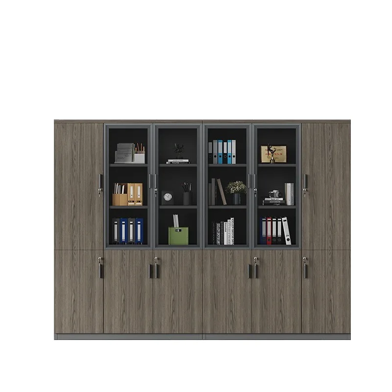 Armário de dados de arquivo de escritório Armário de madeira Armário de porta móvel Estante Armazenamento de armário de arquivo