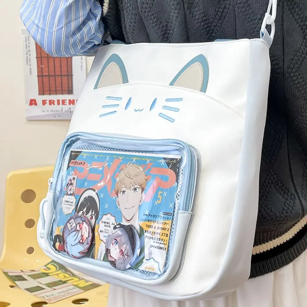 

Сумка-мешок на молнии Kawaii Cat Itabag, нейлоновая хлопковая сумка, прозрачные карманные рюкзаки, сумка для мелких предметов, модные мужские рюкзаки
