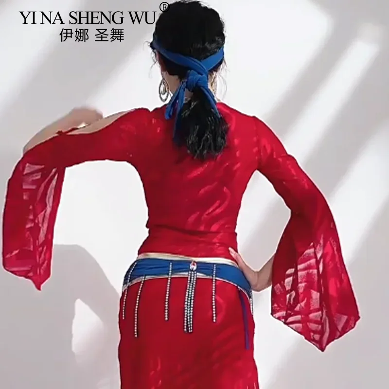 Luksusowy zestaw kostiumów do tańca brzucha z dżetami dla kobiet, personalizowany saree, orientalny taniec, lekki, odpowiedni dla seniorów.