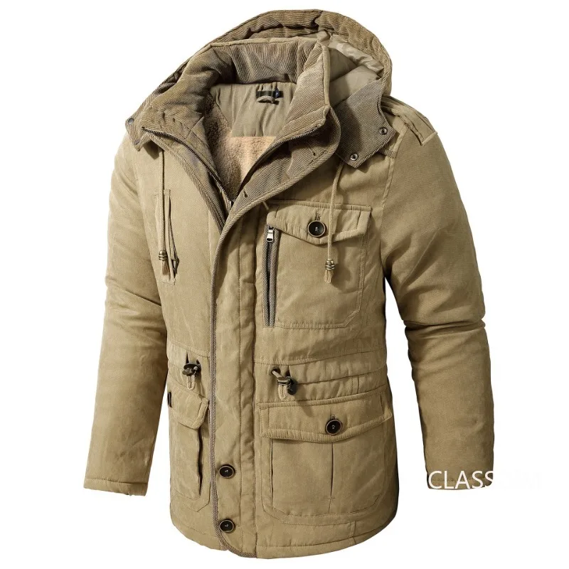 Jaqueta masculina com capuz longo, Parkas quentes, sobretudos casuais, roupa masculina de alta qualidade, ao ar livre, inverno, XX