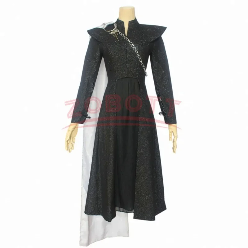 Daenerys Targaryen Dany Cosplay Costume Middle Ages Dress Uniform Black Outfit Cloak Halloween Party Costume for Women Aldult