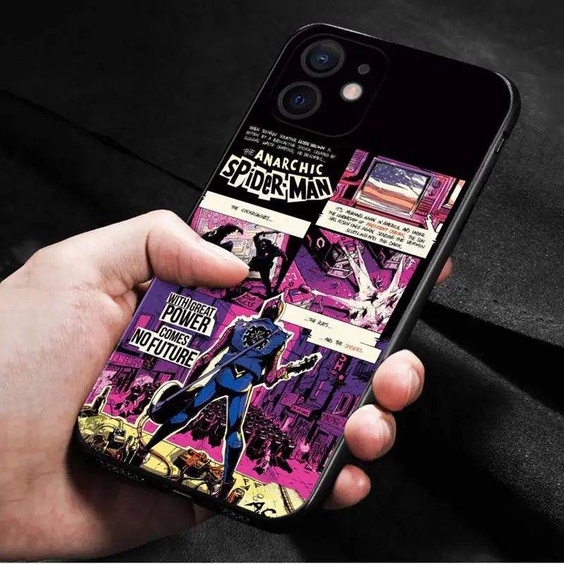 Marvel Spider Punk Hobie Brown Phone Case For Apple iPhone 15 11 14 13 12 Pro Max 13 12 Mini XS Max XR X 7 8 Plus Silicone Shell