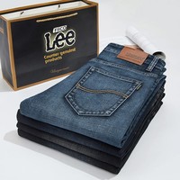 Lee Fiico Jeans Men's Slim Fit Straight Leg Business Casual Pants New Elastic Trendy Grey Color Autumn/Winter Season