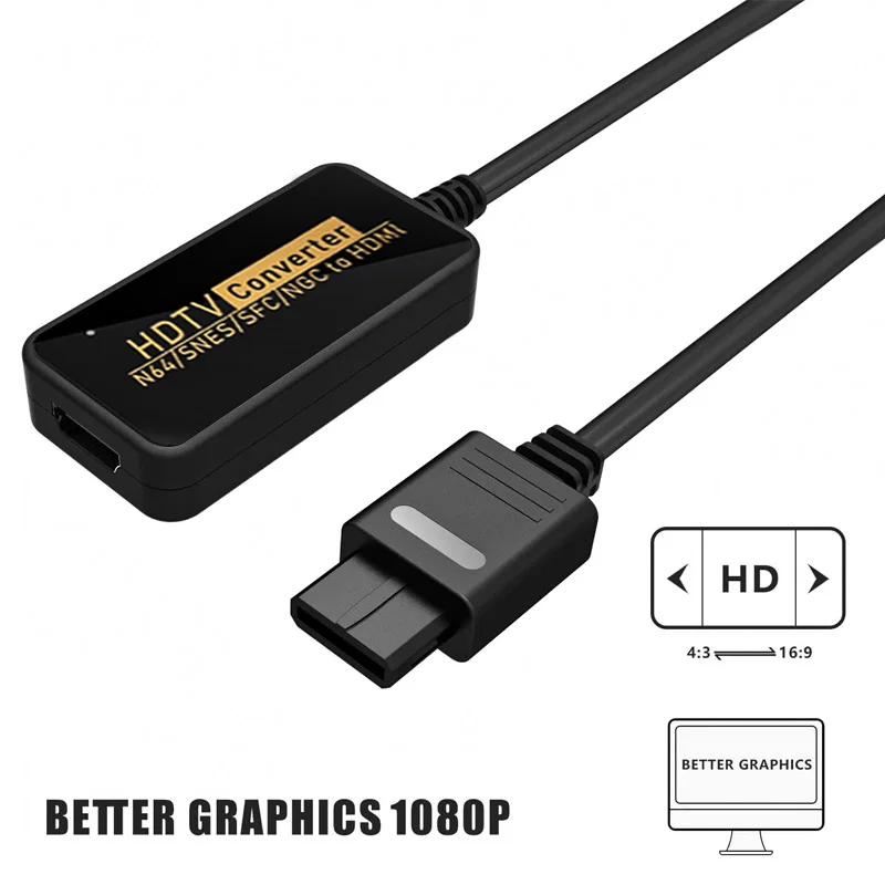 1080P N64 to HDMI Compatible Converter Game Adapter Plug and Play HD Cable Adapter for Nintendo 64/NGC/SNES Video Game Console