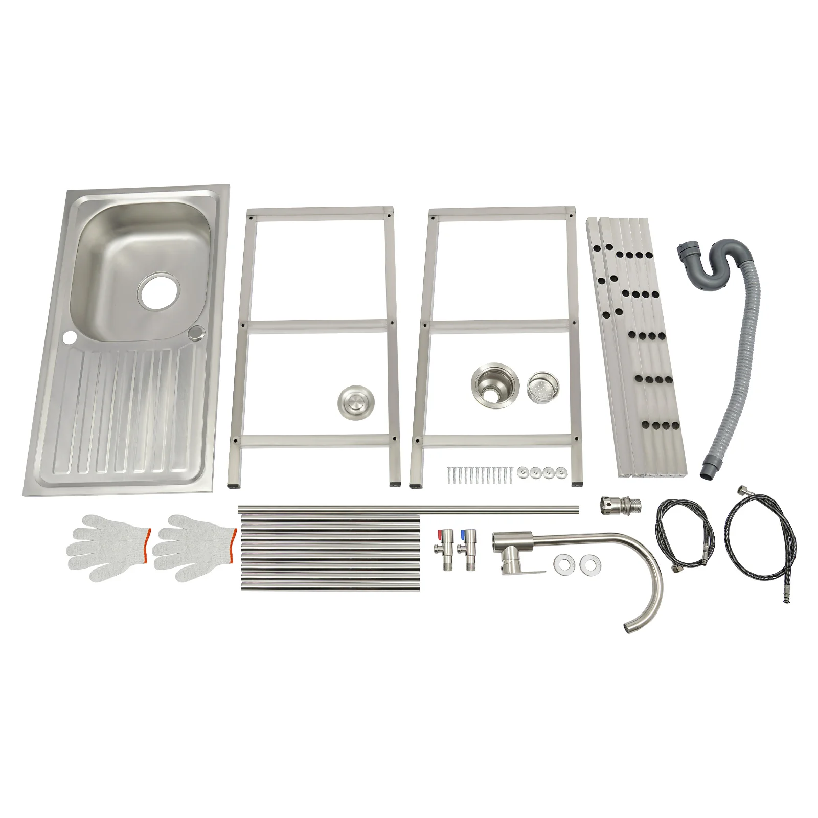 Freestanding Stainless Steel Kitchen Sink with Faucet Outdoor Kitchen Utility Sink Durable And Modern Design for Home Use