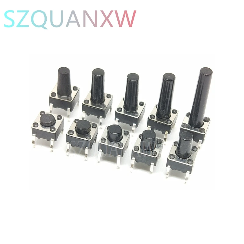 1000PCS DIP-4Pins 6x6 6*6*4.3 4.5 5.5 5 6 6.5 7 7.5 8 8.5 9 9.5 10 mm Switch Tactile Push Button Switches