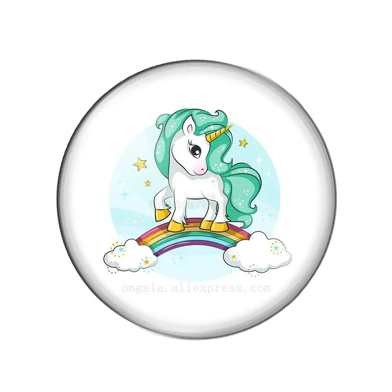 New Cartoon Baby Unicorn magic Dream 10pcs 12mm/18mm/20mm/25mm Round photo glass cabochon demo flat back Making findings ZB0855