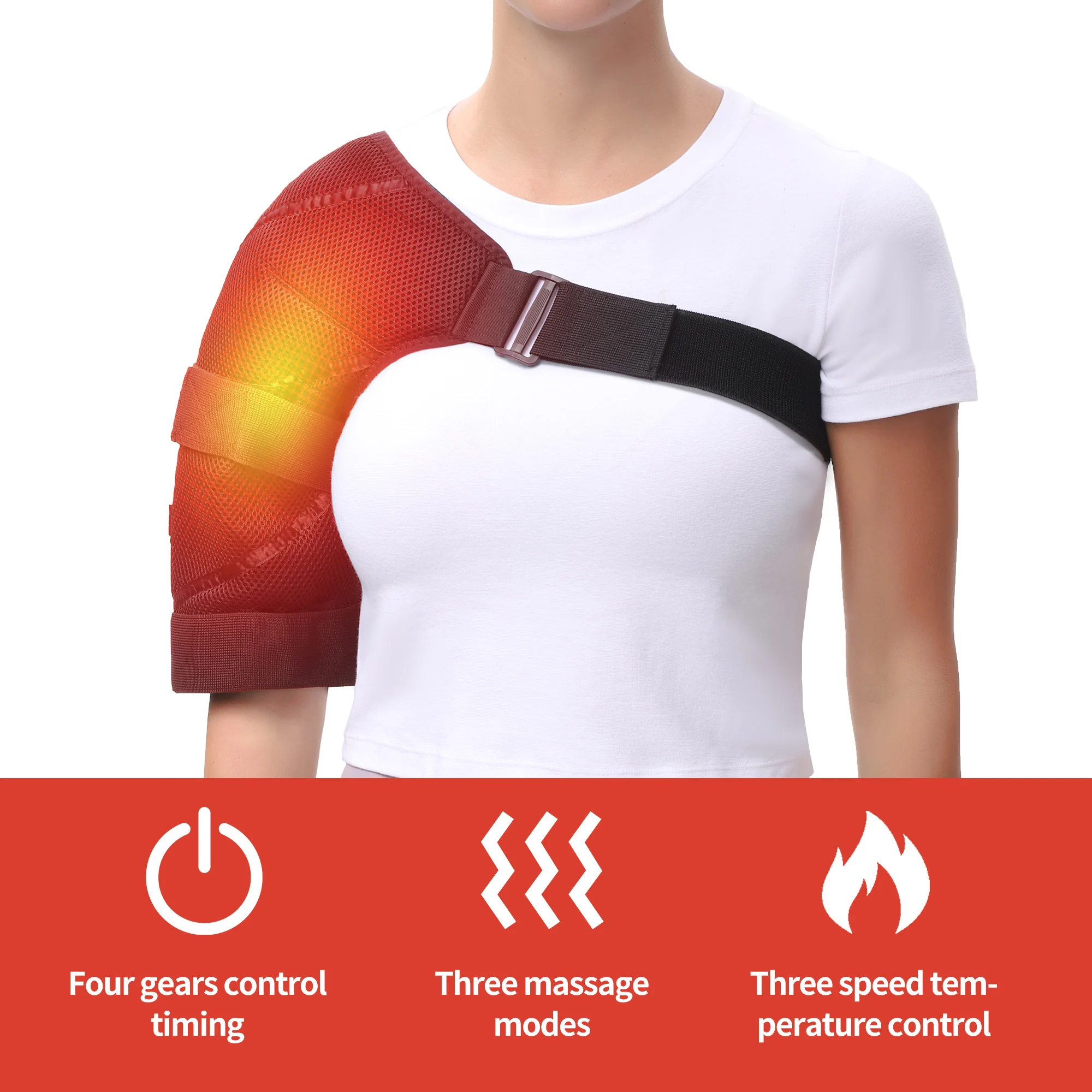 

Shoulder Massager - 3-Gear Heat& Vibration, Relieves Muscle Soreness Pain,Arthritis, Frozen Shoulder, For Fitness Fans&Seniors