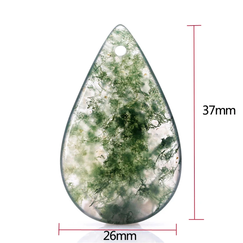 Trendy Natural Moss Agate Pendant Solid 925 Silver Water Drop Gemstone for Women Birthday Party Necklace Jewelry