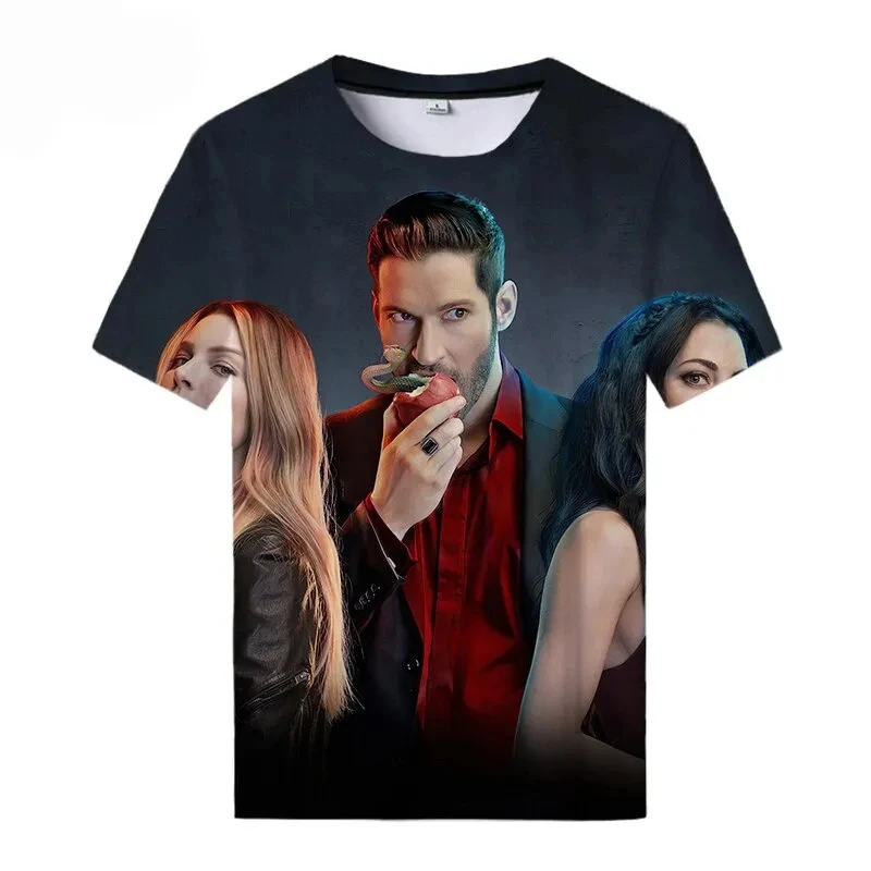 TV Series Lucifer Man 3D Print Men/ Women Casual Fashion Round Neck T-shirts Short Sleeve Tops Summer Oversized Unisex Clothing