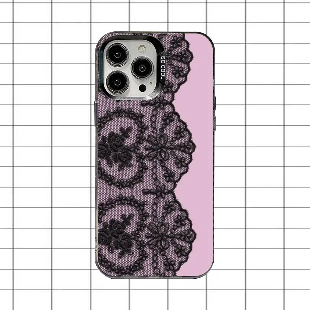 Lace Style Cool Girl Phone Case For iPhone 16,15,14,13,12,11,8,7,Pro,Max,Plus,Mini,XS,SE Anti Fall Black Matte Hard - Image 3