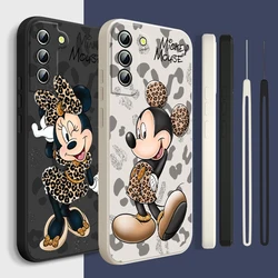 Minnie Mouse Anime Phone Case For Samsung Galaxy S24 S23 S22 S21 S20 FE Ultra Plus S10 Lite 5G Liquid Rope Funda Cover