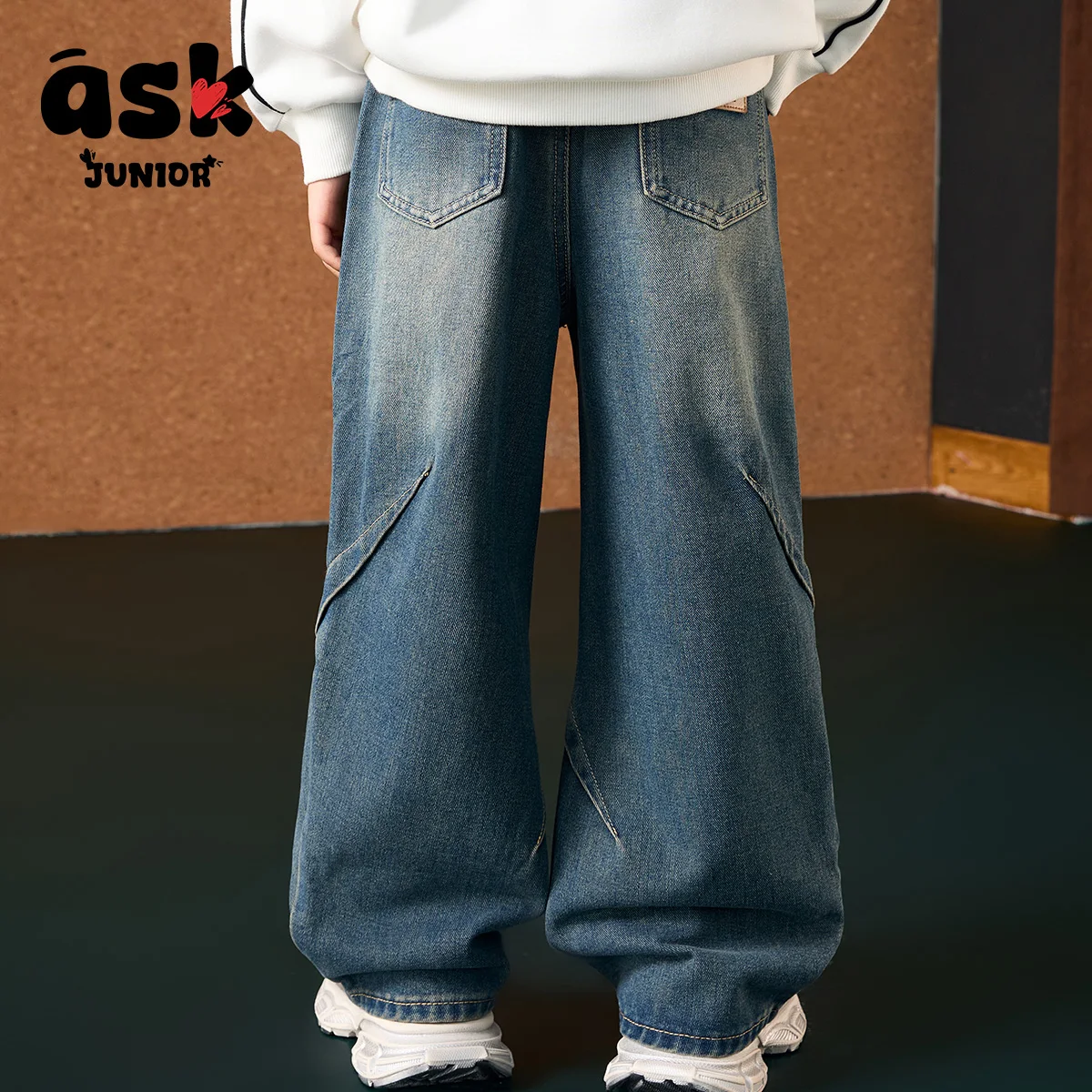 الأطفال والفتيان الربيع أضعاف تصميم الرياضة عارضة الجينز المستقيم #5