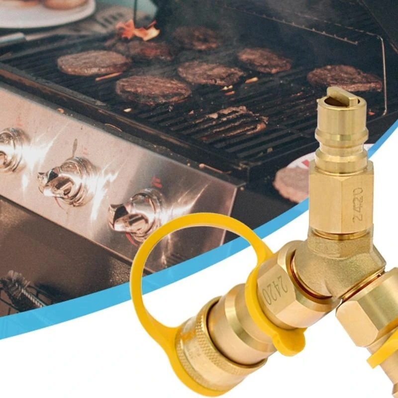 E28F 3/8 Y-Splitter Separator Gas natural Connecte rápido Adapter Dururing