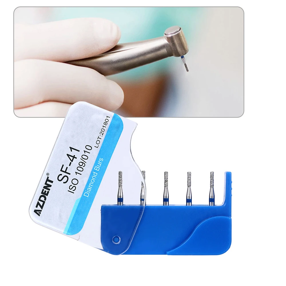 AZDENT 20 Boxes=100 Pcs/Pack Dental Diamond Burs Drill Dental Burs Dia-burs for High Speed Handpiecess Medium FG 1.6M Dentist