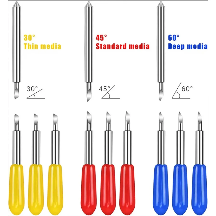 15Pcs/Set 30/45/60 Degree Vinyl Cutter Plotter Roland Blade Cutting Plotter Blade + Roland Blade Holder High Quality