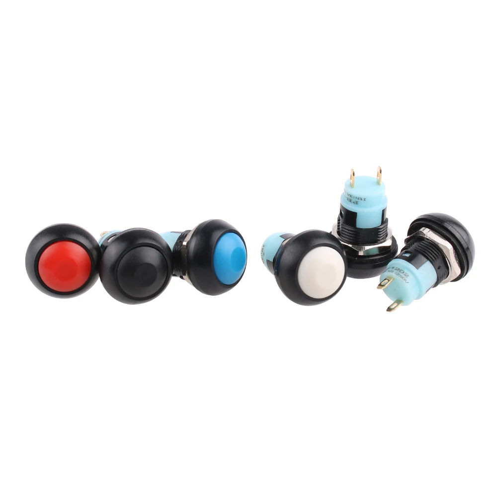 5 PCS,Mini Round Push Button Switch,PBS-33A Self-Locking,2Pin,12mm,3A 250VAC/1A 125VAC,Electrical Equipment