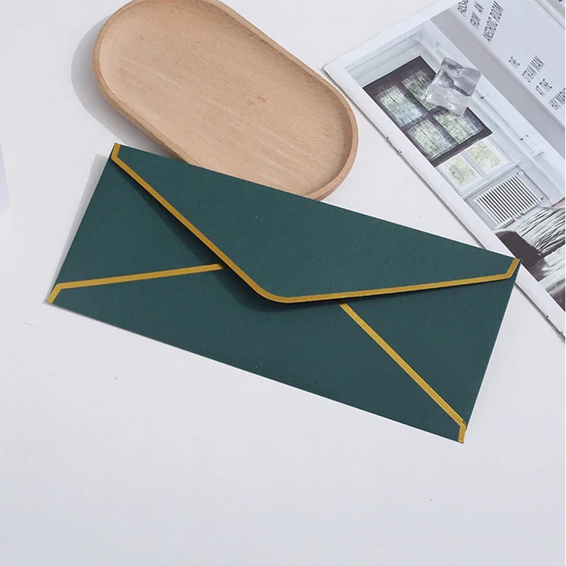 

50pcs/lot 240x105mm Envelope Western Golden Edged for Wedding Invitations Postcard Envelopes High-grade Busines Giftbox Packing