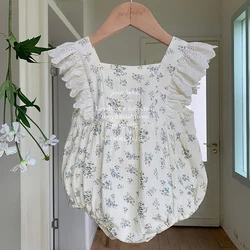 2024 New Summer 0-24M Children Clothes Toddler Baby Girls Jumpsuit Sleeveless Cotton Floral Printing Newborn Baby Girl Romper