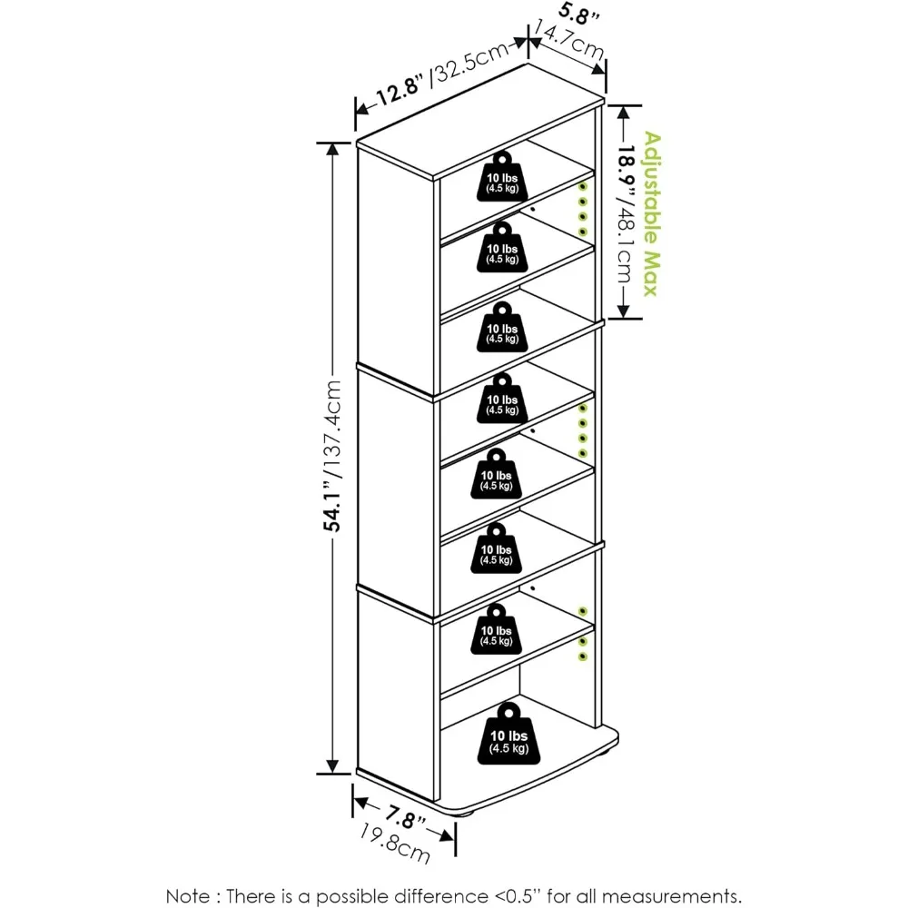 Torre portaoggetti multimediale salvaspazio, bianca