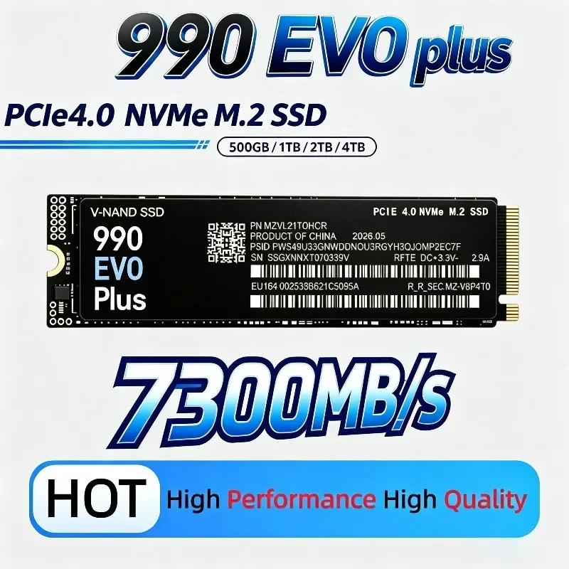 2026 NEW 990 EVO Plus M.2 2280 NVMe SSD PCIe 4.0 7300MB/s TLC 3D NAND 500GB-4TB Internal Gaming Drive for PS5 PC Laptop Desktop