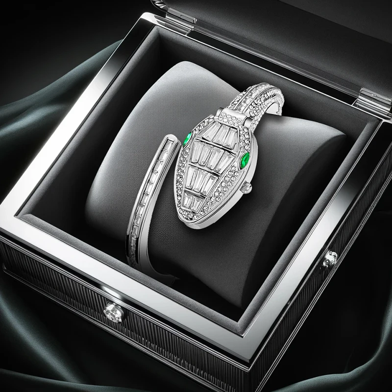 

Женские модные минималистичные универсальные высококачественные привлекательные нишевые браслеты со змеиным узором, кварцевые часы