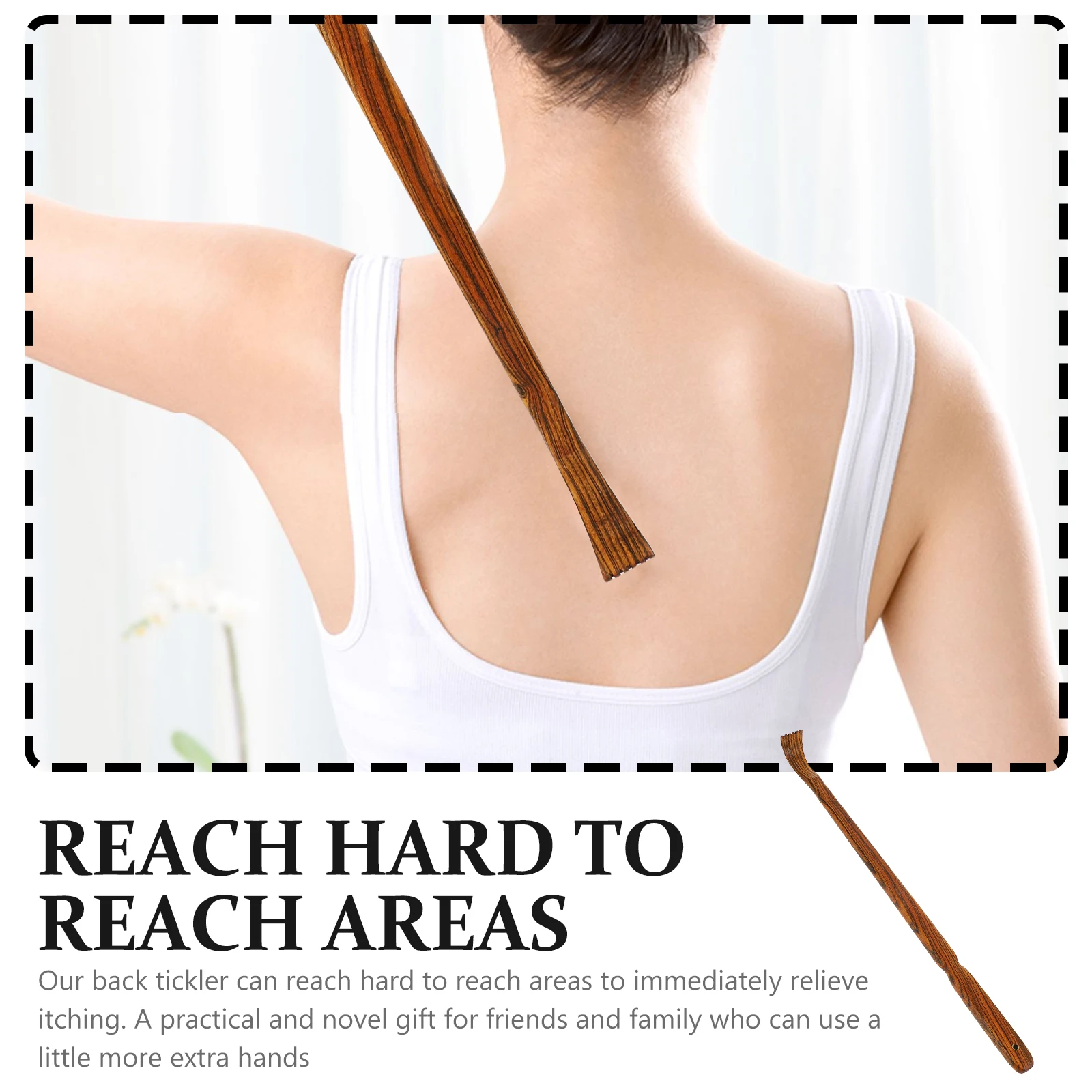 

1Pcs Back Scratcher Light Brown Thickened Retractable Sandalwood Scratcher Convenient Back Itching Device for Quick Itch Relief
